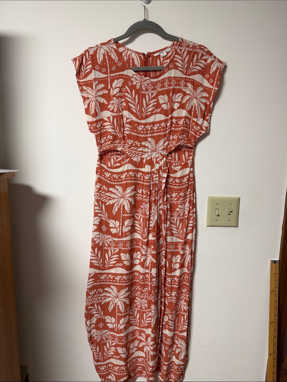 O'Neill Rust and White Tropical Print Maxi Dress